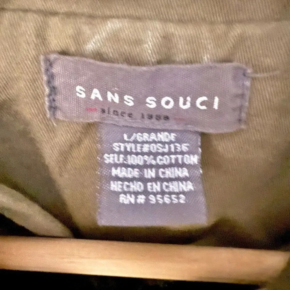 SANS SOUCI | Army Green Contrast Topstitch Moto Jacket Utility | Size Large - Picture 6 of 7